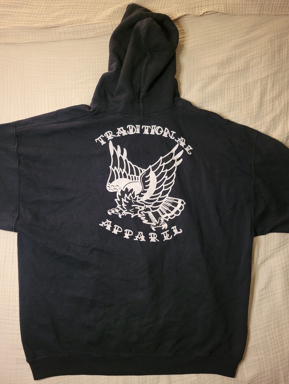 Black Hoodie with White Eagle Graphic